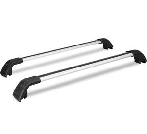 lot 2079 image: Shark Style Car Roof Rack Cross Bars, Aluminum Roof Top Cross Bar Set, Fits Maximum 44 Span Across Existing Raised Side Rails with Gap, Features Keyed Locking Mechanism, Silver - Retail $150