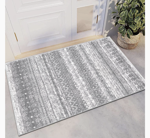 lot 2096 image: Boho Area Rug 2x3 Non Skid Entry Rug Soft Washable Indoor Door Mats for Entryway Vintage Distressed Medallion Rug