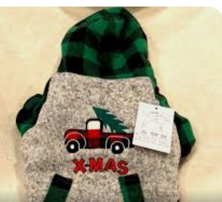 lot 160004 image: Pet Dogcat Holiday Plaid Jacket with Truck NWT Size Medium