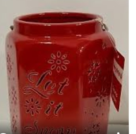 lot 160010 image: Large Red Garden Ceramic Christmas Luminary