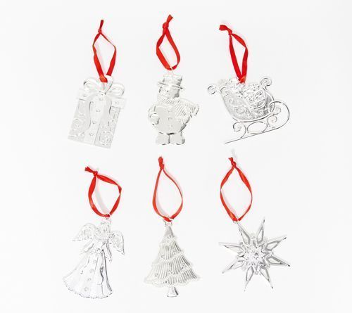 lot 160048 image: Retail - $48.50 Lenox Set of 6 Silver Gems Ornaments with Boxes