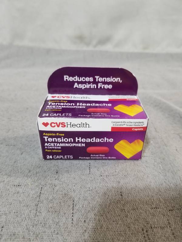 lot 540076 image: CVS HEALTH ASPIRIN FREE TENSION HEADACHE 24 CAPLETS