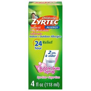 lot 180126 image: Childrens Zyrtec 24 Hour Allergy Relief Syrup - Bubble Gum - Cetirizine - 4 fl oz
