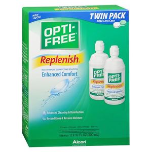 lot 180136 image: Opti-Free Replenish Multi-Purpose Disinfecting Solution Twin Pack 2 x 10z.