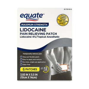 lot 180161 image: Equate Maximum Strength Lidocaine Pain Relieving Patches 6 Count