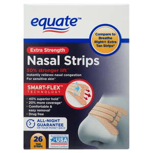 lot 180162 image: Equate Extra Strength Tan Nasal Strips 26 Count