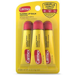 lot 180180 image: Carmex Medicated Lip Balm Tubes Lip Moisturizer for Dry Chapped Lips 0.35 oz - 3 Count