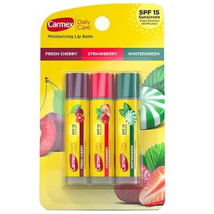 lot 180181 image: Carmex Daily Care Moisturizing Lip Balm Sticks SPF 15 Multi-Flavor 3 Count