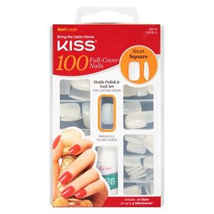 lot 180184 image: KISS 100 Acrylic Plain Full-Cover Nails Square Clear
