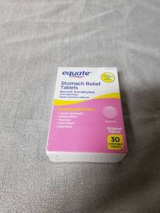 lot 180189 image: Equate - Stomach Relief, Pink Bismuth Subsalicylate, 30 Chewable Tablets