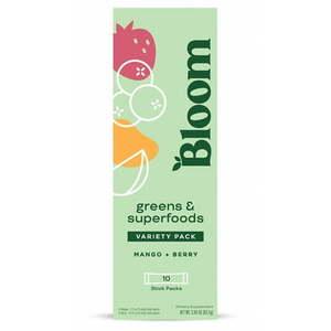 lot 180191 image: Bloom Nutrition Greens & Superfoods Powder Sticks Mango and Berry 10 Count
