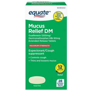 lot 180192 image: Equate Maximum Strength Mucus Relief DM Tablets 28 Count