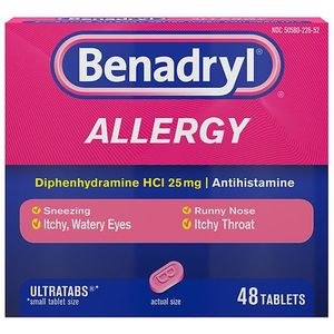 lot 180197 image: Benadryl Ultratabs Allergy Relief Tablets - Diphenhydramine - 48ct