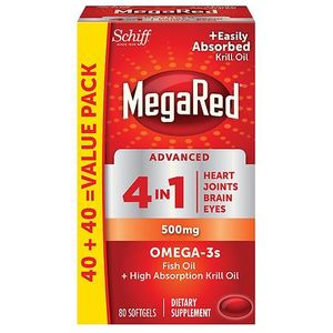 lot 180204 image: Megared Advanced 4-in-1 Omega 3 Fish Oil 500mg Softgels - 80ct