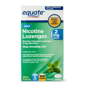 lot 180213 image: Equate Mini Nicotine Polacrilex Lozenges 2mg Mint 108 Count