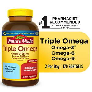 lot 180216 image: Nature Made Triple Omega 3 6 9 Softgels Dietary Supplement 170 Count