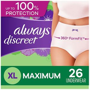 lot 180219 image: Always Discreet Adult Incontinence Underwear for Women XL 26 CT