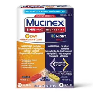 lot 180230 image: Mucinex Max Strength Sinus Medicine - Day & Night - Tablets - 20ct
