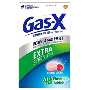lot 180241 image: Gas-X Extra Strength Gas Relief Simethicone Chewable Tablets Cherry Creme 48 Count