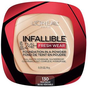 lot 180248 image: L Oreal Paris Infallible Fresh Wear 24 Hr Liquid Foundation Makeup 130 True Beige 1 fl oz