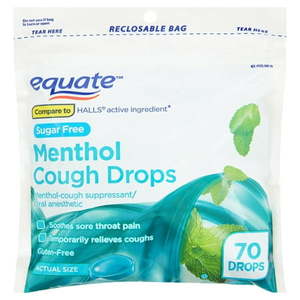lot 180255 image: Equate Sugar-Free Menthol Cough Drops 70 Count