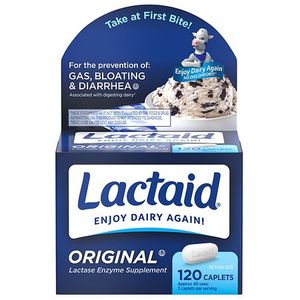 lot 180264 image: Lactaid Original Strength Lactose Intolerance Relief Caplets 120 ct
