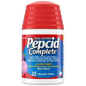 lot 180276 image: Pepcid Complete Acid Reducer  Antacid Chews Famotidine Berry 25 Ct