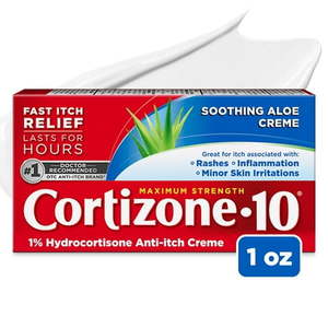 lot 180278 image: Cortizone 10 Maximum Strength Soothing Aloe Anti-Itch Creme 1 oz.