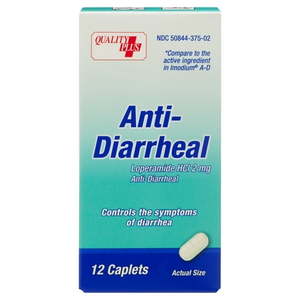 lot 180282 image: Quality Plus Caplets for Diarrhea Relief Loperamide HCL 2mg 12ct