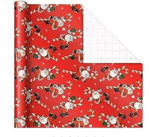 lot 144001 image: Hallmark Vintage Christmas Wrapping Paper Cut Lines on Reverse 40 sq. ft. Funny Candy Cane Santas