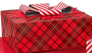 lot 144008 image: Hallmark Holiday Wrapping Paper with Optional DIY Bow Templates on Reverse 40 sq. ft Red Plaid for Christmas