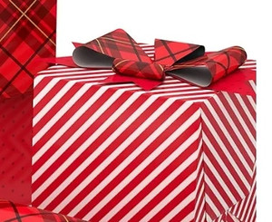 lot 144010 image: Hallmark Holiday Wrapping Paper with Optional DIY Bow Templates on Reverse 40 sq. ft. Stripes for Christmas