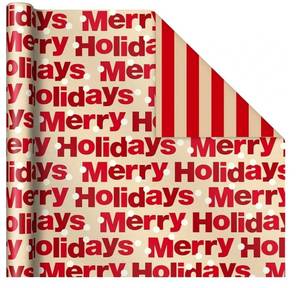 lot 144018 image: Hallmark Reversible Christmas Wrapping Paper 40 sq. ft. Merry Holidays