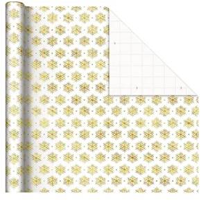 lot 144032 image: Hallmark Gold Christmas Wrapping Paper 30 sq. ft. Snowflakes