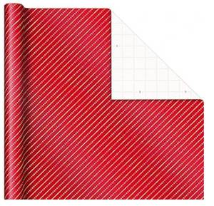 lot 144035 image: Hallmark Red Christmas Wrapping Paper 30 sq. ft. Stripes And Polka Dots