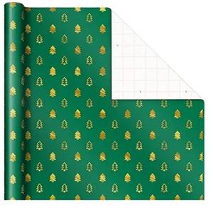 lot 144036 image: Hallmark Green Christmas Wrapping Paper 30 sq. ft. Trees