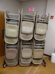 (60) Metal Framed Folding Chairs With Rack