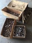 LARGE ASSORTMENT OF STEEL RIVETS AND BOXES OF GRAPHITE BLOCKS
