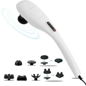 lot 31049 image: MEGAWISE Handheld Back Massager  Deep Tissue Percussion Relief for Back, Neck, Shoulders, Waist Legs, full body for improved blood circulation and fatigue relief (Pearl White, Corded)