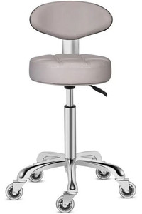 lot 31955 image: Kaleurrier Swivel Stool Chair Adjustable Height,Heavy Duty Hydraulic Rolling Metal Stool for Kitchen,Salon,Bar,Office,Massage (with Back Rest) (Grey)