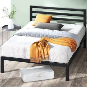 lot 31959 image: ZINUS Mia Metal Platform Bed Frame with Headboard  Wood Slat Support  No Box Spring Needed  Easy Assembly, Full
