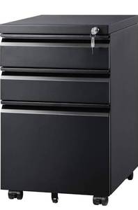 lot 31966 image: DEVAISE 3 Drawer Mobile File Cabinet Under Desk Office, Fully Assembled Except Casters, LetterLegal Size, Black