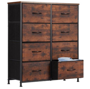 lot 31972 image: Dresser, Dresser for Bedroom Tall Drawer Dresser Organizer Storage Drawers Fabric Storage Tower with 8 Drawers, Chest of Drawers with Fabric Bin, Steel Frame, Wood Top for Bedroom, Closet, Entryway