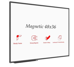 lot 31973 image: WhiteboardWhite Board, Dry Erase Board 48 x 36 Inch, Black Aluminum Frame Wall Mounted Board for Office Home and School