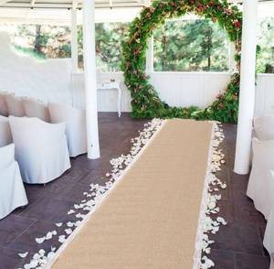 lot 31979 image: Tudomro Burlap Wedding Aisle Runner for Wedding Ceremony White Lace Wedding Runner Walkway Weddings Carpet Indoor Outdoor Party Event Reception Bridal Shower Ceremony Decorations (40 x 50 ft)