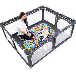 lot 31986 image: Baby Playpen, ANGELBLISS Playpen for Babies and Toddlers, Extra Large Playard with Gate, Kids Safety Play Pens Portable Play Yard with Star Print (Dark Grey)