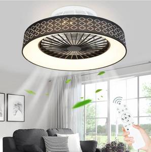 lot 31988 image: DIGLED Low Profile Ceiling Fan - 18.5 Bladeless Ceiling Fan with Light and Remote, 3 Colors Dimmable LED 3 Speeds 5Blades Enclosed Ceiling Fans with Light for Living Room Bedroom