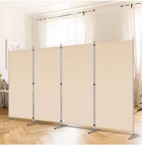 lot 31997 image: RANTILA 4 Panel Room Divider, 6 Ft Tall Folding Privacy Screen Room Dividers, Freestanding Room Partition Wall Dividers, 136W x 20D x 71H, Beige