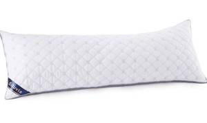 lot 31999 image: Siluvia Body Pillow for Adults-Premium Adjustable Loft Quilted Body Pillows - Hypoallergenic Fluffy Pillow - Quality Plush Pillow - Down Alternative Pillow(White-LightGray, 21��x54��)