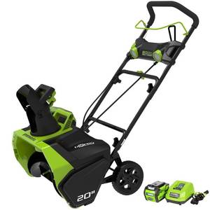 lot 31055 image: Greenworks 40V 20-inch Cordless Brushless Snow Blower with 4.0 Ah Battery and Charger 26272